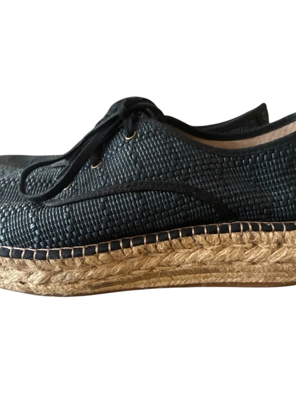 Gaimo Spanish Jute Platform Lace-Up Espadrilles | Navy Woven | Size 40 US 9-9.5